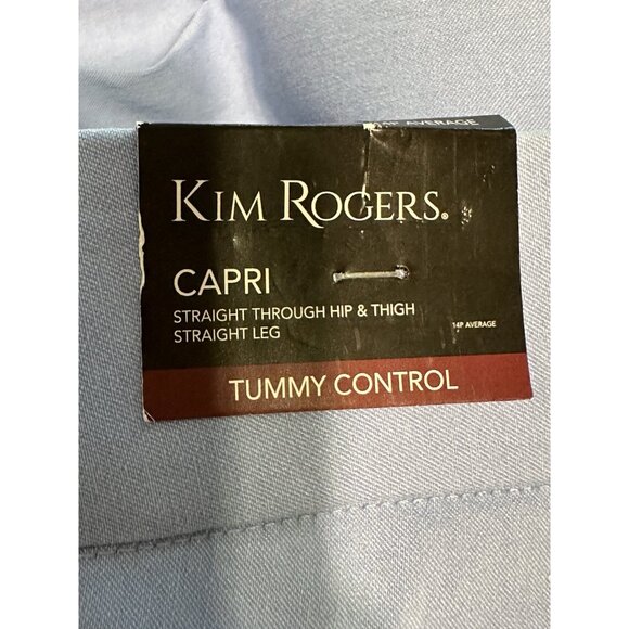 NWT Kim Rogers 14 Petite Capri Tummy Control Blue Pull On Pockets - Picture 8 of 11